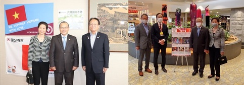 左写真から駐日ベトナム大使表敬訪問の様子、ベトナムPRイベント訪問の様子